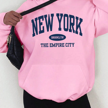 New York City Brooklyn Creative Letter Printed Female Hoodies Multicolor Loose Hoody Y2K Street Sportswear Fleece Hoodie Unisex