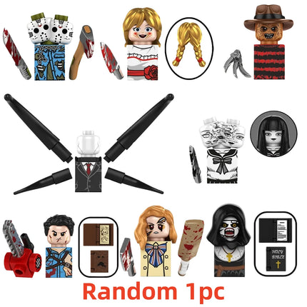 Blind Box Building Blocks TP1011 Halloween Horror Jason Sally Leather Face Jack Character Figures Bricks Game Toys Festival Gift