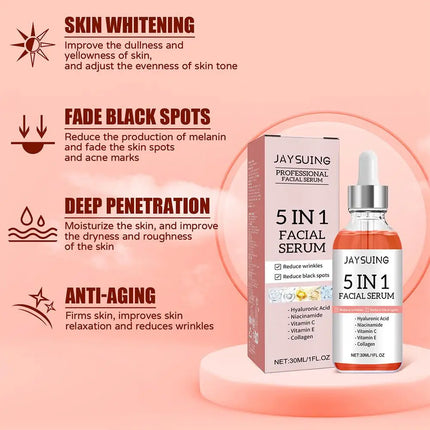 5 In 1 Hyaluronic Acid Face Serum Moisturizing Vitamin C collagen Lightning Facial Serum Shrink Pores Skin Care