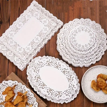 100pcs Lace Doily Paper Oil Absorption Pad Cupcake Mats Party Wedding Table Decor for Baking Cooking Cake Access Kitchen Supplie