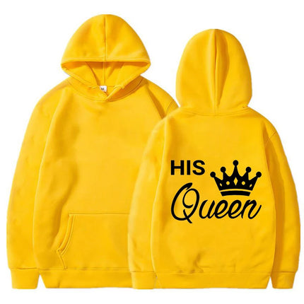 New Valentine's Day His Queen And Her King Printed Hoodies Men/Women Couple's Sweatshirts Casual Hoodie Personality Pullover