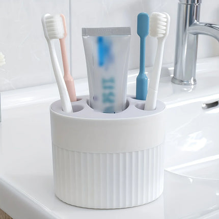 4 Slot Toothbrush Holder ABS Plastic Bathroom Organizer Freestanding Toothpaste Stand with Drain Holes for Home Gift Festival