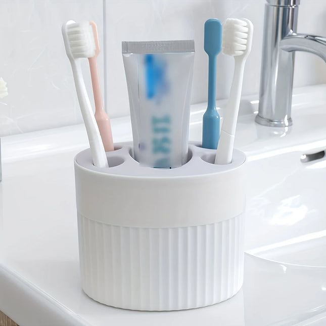 4 Slot Toothbrush Holder ABS Plastic Bathroom Organizer Freestanding Toothpaste Stand with Drain Holes for Home Gift Festival