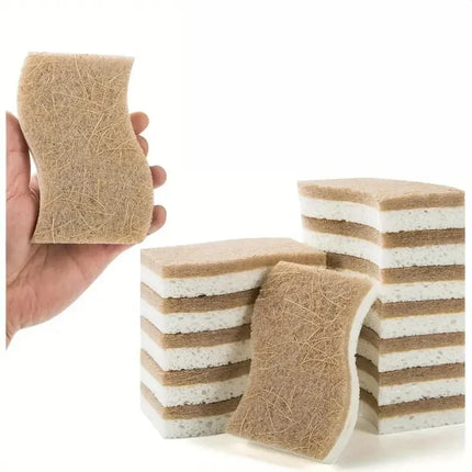 1/6/12PCS Natural Cellulose & Coconut Kitchen Sponge - White for Dishes