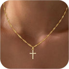 CZ Cross-18K gold