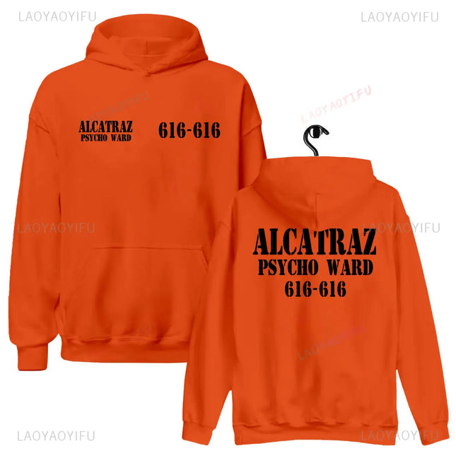 Alcatraz Psycho Ward 616 616 Halloween Graphic Hoodie A Clockwork Orange Woman Man Full-length Novel Pullover Camisetas