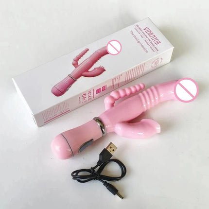 Rabbit G Spot Dildo Vibrator Clitoris Stimulator Penis Anal Double Penetration Tongue Licking Double Rod Sex Toy For Women Adult