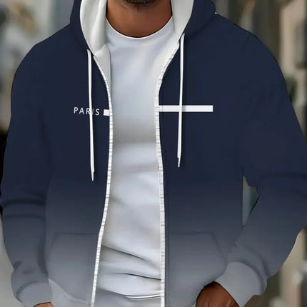 Fashion Gradient Graphic Hooded Zip-Up Casual Sports Pocket Design Long Sleeve Streetwear Outdoor Travel Street Oversized Hoodie