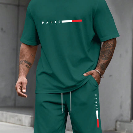 Men's Tracksuit 2 Piece O-neck Short Sleeve Shirt Shorts Set Men's Running Suit Plus Size T shirts Man Clothing Summer T-shirt