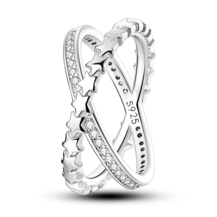 Shine Zircon Ring 925 Silver Original Stone Multi Layer Simple Infinitely Wide Rings For Women FineJewelry Wedding Party Gift