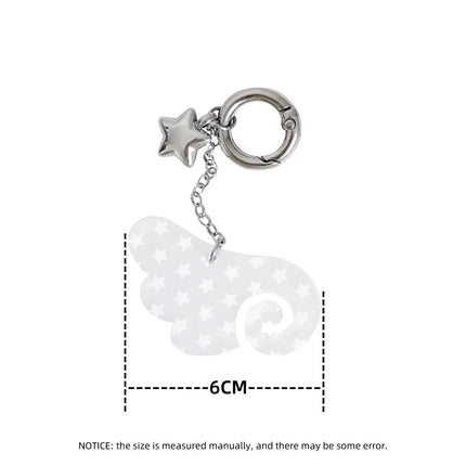 Creative Acrylic Star Angle Wings Keychain For Women Sweet Simple Design Cute Earphone Bag Keyrings Young Girls Jewelry N900