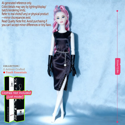 12.6in 1/6 Ball-Jointed BJD/MJD - 12-Joint Posable, Realistic Skin, Collector’s Premium Gift (Figure Only)