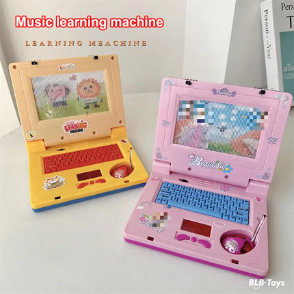 Simulation Laptop Toy Light Music Cartoon Children's Early Education Enlightenment Computer with Mouse Children's Birthday Gift