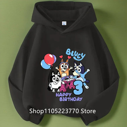 Kids Bluey Hooded Sweatshirt Fall Winter Warm Soft Pullover Comfortable Playwear for Boys Girls