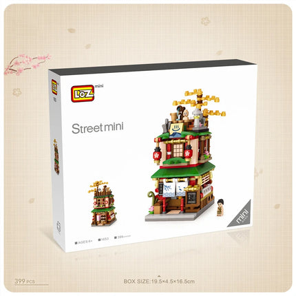 Mini City Street View Noodle Shop House Building Blocks 4 in 1 Japanese Architecture Friends Figures Bricks Toys For Children