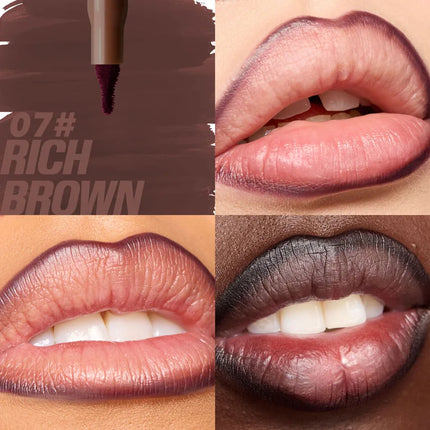 Lipliner Pencil Long-Lasting Matte Creamy Plumping Lip Stain Waterproof Natural Nude Brown Slim Plush Brush Head Lipliner Makeup