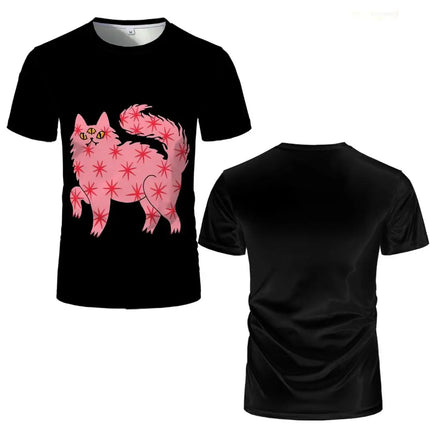 Abstract Artistic Cat Illustration Print T-Shirt Men Women Harajuku Summer Casual Top Funny Modern Minimalist Cat Graphic Tee