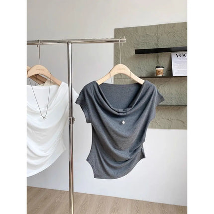 Slim Fit Modal T-irt Korean Sle ort Sve Dstring Waist Design Breathable Sweat Absorbent Summer New Arrival Women'...