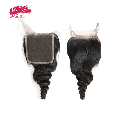 Ali Queen Hair Loose Wave 4x4 5x5 Lace Closure Human Hair HD Lace Frontal Original Raw Hair Free Part Pre plucked
