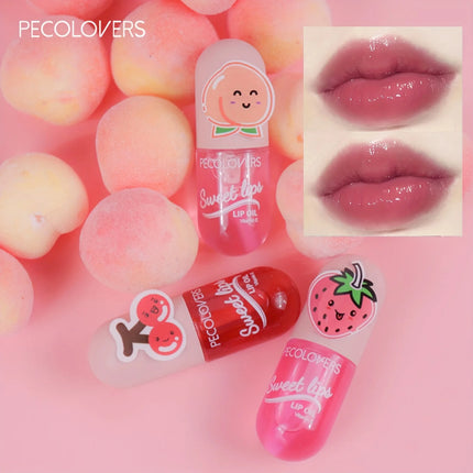 Strawberry Moisturizing Lip Gloss Peach Waterproof Glossy Long Lasting Not Sticky Natural Lip Tint Daily Makeup Lip Oil Primer