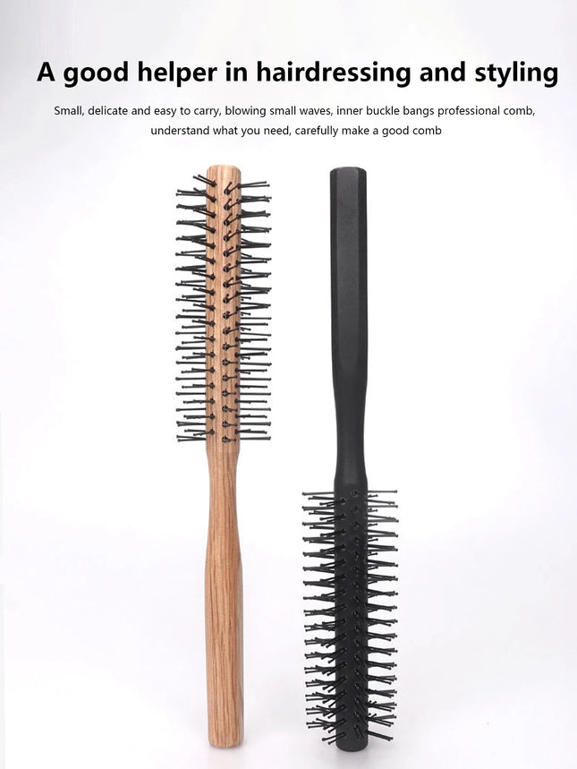 1 wooden handle curling brush nylon circular hair comb curling brush professional salon styling tool Special for real hair wigs