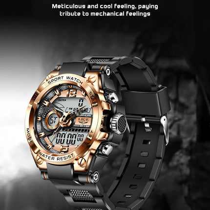 LIGE Men Military Watch Digital 50m Waterproof Wristwatch LED Quartz Clock Sport Watch Male Big Watches Men Relogios Masculino