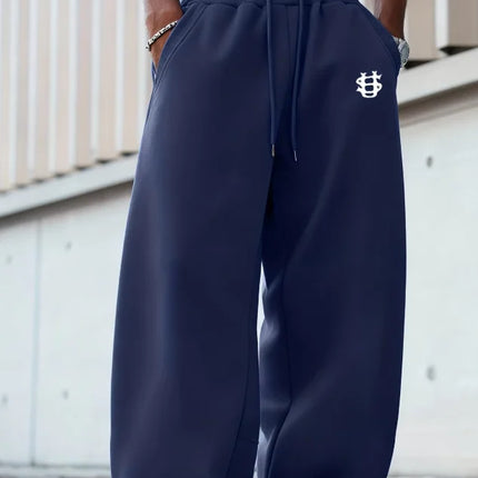 American Knife Street Men's Printed Wide-leg Pants, US Dollar Logo Sports Long Pants, Cool and Trendy Autumn Men's Gifts