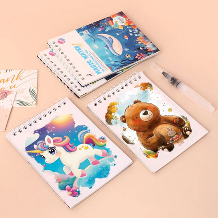 Magic Water Doodle Books Kids Toddlers Drawing Toys Cute Cartoon Unicorn Ocean Forest Animal Reusable Water Painting Cardboard