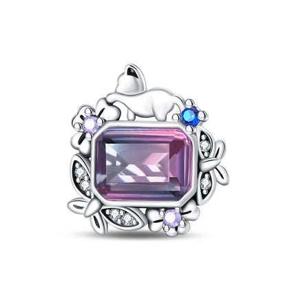 Purple Series 925 Sterling Silver Lily of the Valley Rose Mermaid Witch Hat Charm Fit DIY Bracelet Necklace Charming Gifts