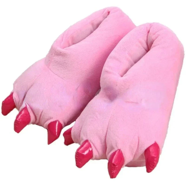 Tiger Animal Paw Slippers For Boy Girl Unisex Kids Cute Monster Claw Slippers Cartoon Soft Plush Warm Home Slippers Child Shoes