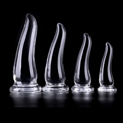 Clear Anal Plug OX Horn Dildo Anus Prostate Dilator Beads Massager Butt Plug Suction Bottom Sex Toys For Men Women Adult 18+
