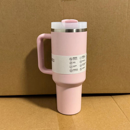 40OZ Flip Straw Tumbler with Leakproof Lid Built-In Straw & Handle Cupholder Compatible for Travel Insulated Stainless Steel Cup
