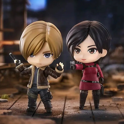 Anime #2761 #2337 Q Version Ada Wong & Leon S. Kennedy Statue Set Swappable Faces Movable Joints Desktop Decor Gifts Collectible