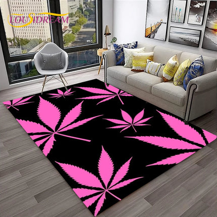 Weed Plants Maple Leaf Carpet Rug for Home Living Room Bedroom Sofa Playroom Doormat Kitchen Decor,Area Rug Non-slip Floor Mat