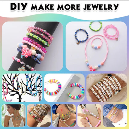 8 Styles Clay Beads Bracelet Making Kit Seed Letter Alphabet DIY Art Craft Beads Kit with Charms for Jewelry Making Crafts Gifts