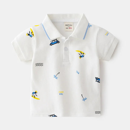 Baby Boy Toddler Polo Shirts for Children's Clothing Boys Clothes Cute Korean Polos Striped White Blue Summer Tops Kids T Shirt