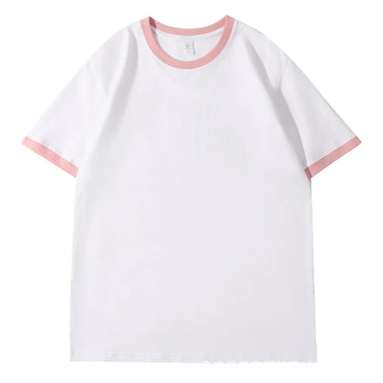 210G Heavy Cotton Men's T-shirt Edge-bumping O-Neck Short-sleeved Man T shirt Contrasting Color Splicing Men T-shirt Tops Tees
