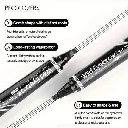 5 Colors Liquid Eyebrow Pen, Long Lasting Eyebrow Tattoo Pen, 4-splitted Head Eyebrow Tint Pen , Gray Brown Eyebrow Makeup