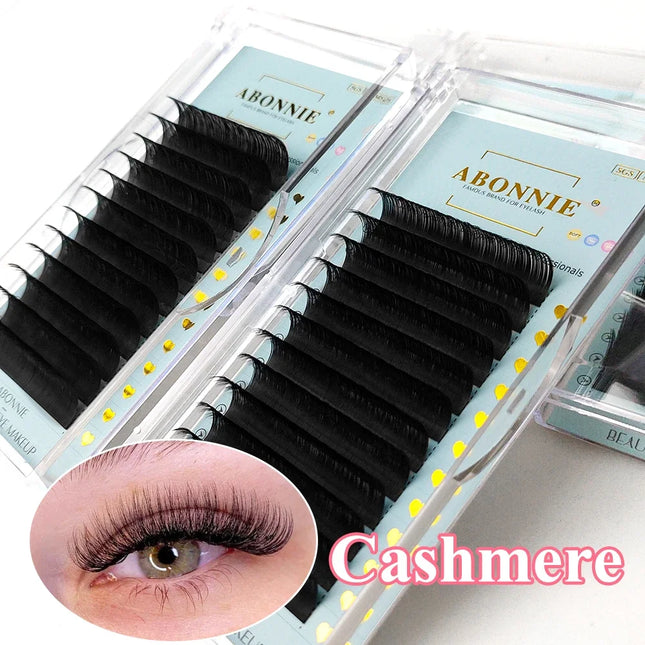 Abonnie Cashmere Classic Individual Eyelash Extensions Ultra Matte Black Lashes Fluffy Cilia All Size Cilios