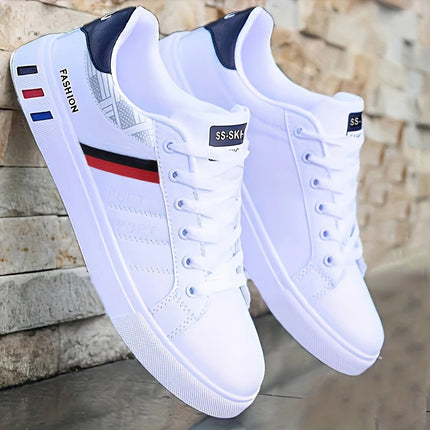 Striped design skate shoes, men's lace-up sports shoes, skate shoes, comfortable, simple and trendy, suitable for all seasons