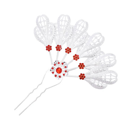 New Golden Alloy Leaf Crystal Flower Hairpin Hair Accessories for Women Thailand Ethnic Dance Party Decoration Headwear Jewelry