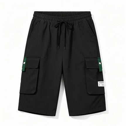Summer Men Cargo Shorts Multi Pocket Elastic Drawstring Waist Loose Casual Outdoor Sports Workout Daily Beach Streetwear Bottoms