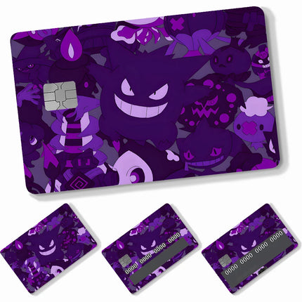 Anime Cartoon P-Pokemon-Gengar Stickers 4pcs PVC Credit Card Skin Stickers Removable Self-adhesive Protective Film