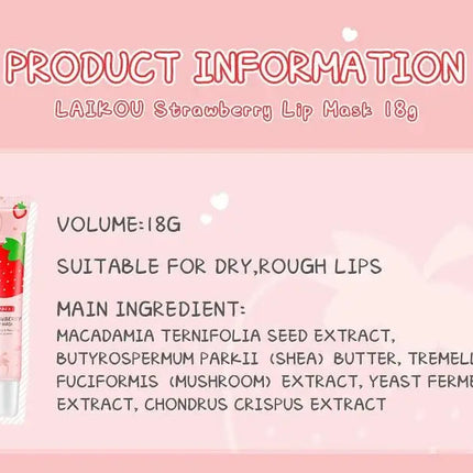 LAIKOU Strawberry Lip Balm  Moisturizing Refreshing Non-sticky Anti-Cracked Lip Mask Lips Care 18g