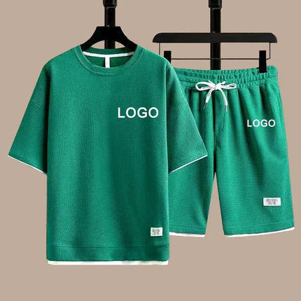 Customized Printed T-shirts Short Pants 2-Piece Suit Men Summer Fashion Short Sleeve Tracksuit Set Shorts Streetwear Tee Tops