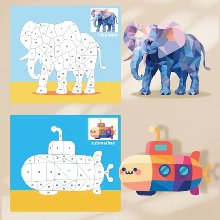 Paper 3D Geometric Sticker Books Educational Handmade DIY Paste Material Kit Montessori Cartoon Animals Sticker Book