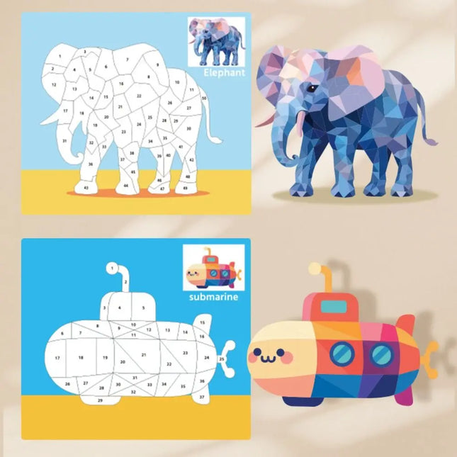 Paper 3D Geometric Sticker Books Educational Handmade DIY Paste Material Kit Montessori Cartoon Animals Sticker Book