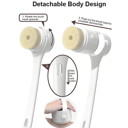 2026 NEW Electric Shower Body Cleaning Brush 5 Heads Spinning Spa Bath Brush Waterproof Long Handle Personal Back Rubbing 3 Gear