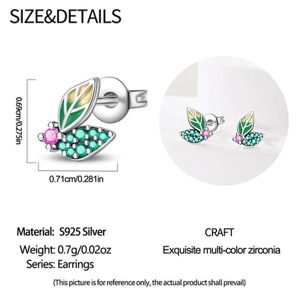 New in 925 Sterling Silver Lucky Clover Earrings for Women Girl Green Leaf Ear Studs Fine Jewelry Fashion Luxury Anniversary