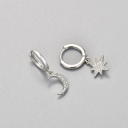 Fashion Stainless Steel Zircon Star Hoops Earrings For Women Vintage Crystal Zirconia Circle Earrings Punk Unisex Rock Jewelry